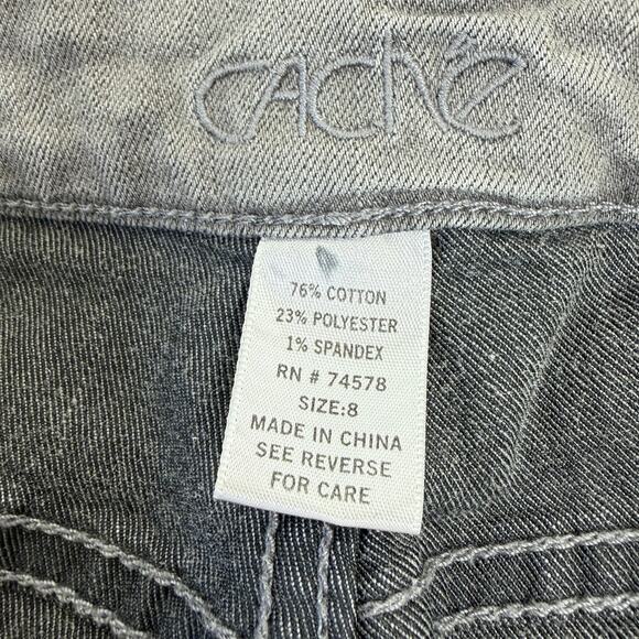 CACHE Skinny Jeans Rhinestone Detail Women’s 8 Gray Silver Stretch - Picture 7 of 11